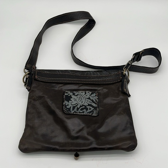 Urban Gypsy Design Uptown Brown Leather Floral Crossbody Bag BLEMISH - Picture 3 of 8